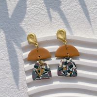 1 Pair Casual Simple Style Geometric Color Block Handmade Plating Soft Clay Copper 14k Gold Plated Drop Earrings sku image 3