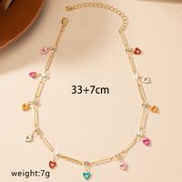 Casual Simple Style Heart Shape Alloy Enamel Plating Inlay Rhinestones Women's Necklace main image 2