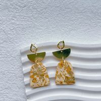 1 Pair Casual Simple Style Classic Style Geometric Handmade Plating Inlay Soft Clay Copper Artificial Gemstones 14k Gold Plated Drop Earrings sku image 3