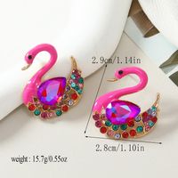 1 Pair Simple Style Shiny Swan Plating Inlay Alloy Rhinestones Gold Plated Ear Studs main image 2
