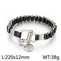 Streetwear Geometric Pu Leather Titanium Steel Braid Men's Bracelets sku image 1