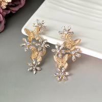 1 Pair Retro Pastoral Flower Butterfly Plating Inlay Metal Zircon Gold Plated Ear Studs main image 4
