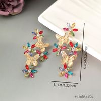 1 Pair Retro Pastoral Flower Butterfly Plating Inlay Metal Zircon Gold Plated Ear Studs main image 2
