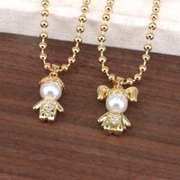 Elegant Cute Cartoon Character Copper Plating Inlay Pearl Pendant Necklace main image 7