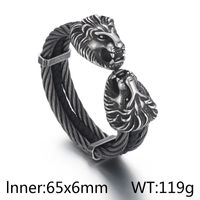 Hip-Hop Punk Lion Titanium Steel Plating 18K Gold Plated Men's Bangle sku image 2