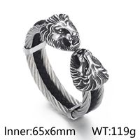 Hip-Hop Punk Lion Titanium Steel Plating 18K Gold Plated Men's Bangle sku image 1