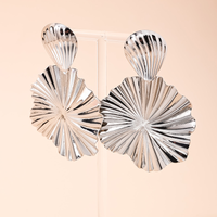 1 Pair Exaggerated Punk Simple Style Solid Color Lotus Leaf Hd-18918 Shell Plating Frill Alloy Drop Earrings main image 3
