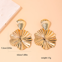 1 Pair Exaggerated Punk Simple Style Solid Color Lotus Leaf Hd-18918 Shell Plating Frill Alloy Drop Earrings main image 2