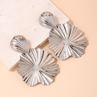 1 Pair Exaggerated Punk Simple Style Solid Color Lotus Leaf Hd-18918 Shell Plating Frill Alloy Drop Earrings main image 5