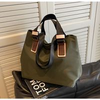 Women's Pu Leather Solid Color Vintage Style Sewing Thread Square Lock Clasp Handbag sku image 2