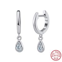 1 Pair Simple Style Water Droplets Polishing Plating Inlay Sterling Silver Zircon 14k Gold Plated White Gold Plated Drop Earrings main image 1