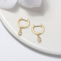 1 Pair Simple Style Water Droplets Polishing Plating Inlay Sterling Silver Zircon 14k Gold Plated White Gold Plated Drop Earrings main image 4