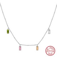 Simple Style Rectangle Sterling Silver Plating Inlay Zircon 14k Gold Plated Silver Plated Pendant Necklace main image 7