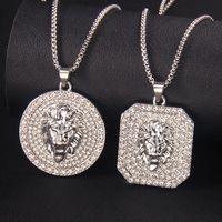 Hip-Hop Lion 201 Stainless Steel Zinc Alloy Inlay Rhinestones Men's Necklace main image 1