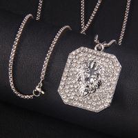 Hip-Hop Lion 201 Stainless Steel Zinc Alloy Inlay Rhinestones Men's Necklace main image 9