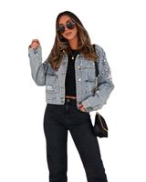 Women's Casual Solid Color Single Breasted Coat Denim Jacket main image 5