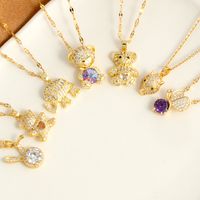 Wholesale Cute Simple Style Animal Stainless Steel Copper Plating Inlay 18K Gold Plated Rhinestones Zircon Pendant Necklace main image 3