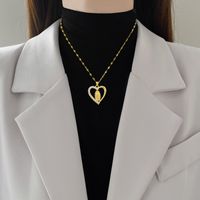 Großhandel Einfacher Stil Herzform Titan Stahl Kupfer Überzug Inlay Künstliche Edelsteine Halskette Mit Anhänger main image 3