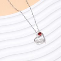 Simple Style Letter Heart Shape Titanium Steel Copper Plating Inlay Zircon Pendant Necklace main image 3