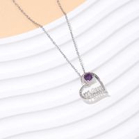 Simple Style Letter Heart Shape Titanium Steel Copper Plating Inlay Zircon Pendant Necklace main image 4