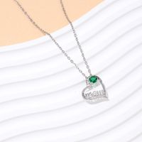 Simple Style Letter Heart Shape Titanium Steel Copper Plating Inlay Zircon Pendant Necklace main image 6