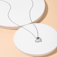 Simple Style Letter Heart Shape Titanium Steel Copper Plating Inlay Zircon Pendant Necklace sku image 1
