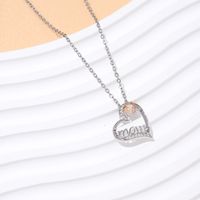 Simple Style Letter Heart Shape Titanium Steel Copper Plating Inlay Zircon Pendant Necklace main image 8