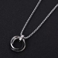 Stainless Steel Titanium Steel Simple Style Round Pendant Necklace main image 4
