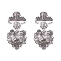 1 Pair Elegant Vintage Style Flower Polishing Plating Alloy Silver Plated Drop Earrings sku image 1