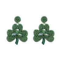 1 Pair Lady Shamrock Tassel Inlay Plastic Cloth Rhinestones Drop Earrings sku image 1