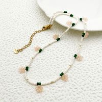 Elegant Sweet Pastoral Flower 14K Gold Plated Crystal Pearl 304 Stainless Steel Beaded Artificial Pearl Wholesale Bracelets Necklace main image 4