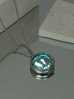 Classical Vintage Style Color Block Stainless Steel Alloy Luminous Unisex Pendant Necklace sku image 1
