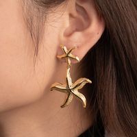 1 Pair Simple Style Starfish Plating Stainless Steel 18k Gold Plated Drop Earrings main image 7