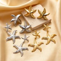 1 Pair Simple Style Starfish Plating Stainless Steel 18k Gold Plated Drop Earrings main image 1