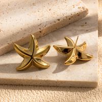 1 Pair Simple Style Starfish Plating Stainless Steel 18k Gold Plated Drop Earrings main image 6
