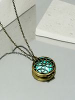 Classical Vintage Style Color Block Stainless Steel Alloy Luminous Unisex Pendant Necklace sku image 4