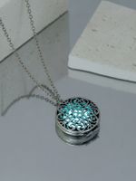 Classical Vintage Style Color Block Stainless Steel Alloy Luminous Unisex Pendant Necklace sku image 8