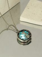 Classical Vintage Style Color Block Stainless Steel Alloy Luminous Unisex Pendant Necklace sku image 10