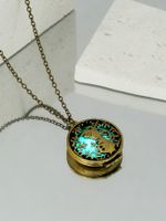 Classical Vintage Style Color Block Stainless Steel Alloy Luminous Unisex Pendant Necklace sku image 11