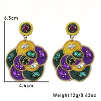 1 Pair Retro Embroidery Inlay Cloth Glass Rhinestones Drop Earrings main image 2