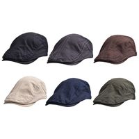 Men's British Style Solid Color Wide Eaves Beret Hat main image 1
