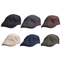 Men's British Style Solid Color Wide Eaves Beret Hat main image 8