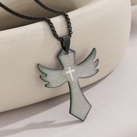 Casual Punk Cross Wings Stainless Steel Men's Pendant Necklace main image 5