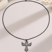 Casual Punk Cross Wings Stainless Steel Men's Pendant Necklace main image 3