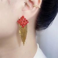 1 Pair French Style Classic Style Tassel Rhombus Alloy Drop Earrings main image 1