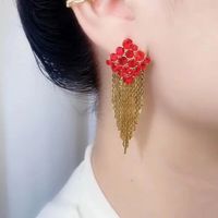1 Pair French Style Classic Style Tassel Rhombus Alloy Drop Earrings main image 4