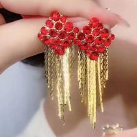1 Pair French Style Classic Style Tassel Rhombus Alloy Drop Earrings main image 5