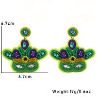 1 Pair Embroidery Letter Inlay Cloth Glass Rhinestones Earrings main image 2