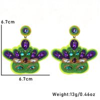 1 Pair Embroidery Letter Inlay Cloth Glass Rhinestones Earrings main image 4
