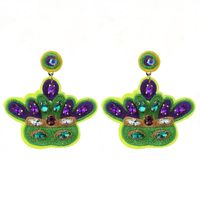 1 Pair Embroidery Letter Inlay Cloth Glass Rhinestones Earrings main image 5